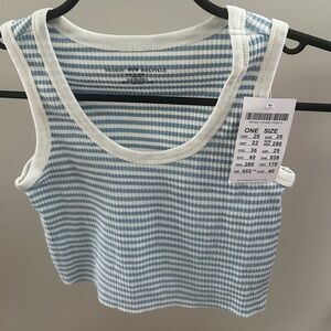 Brandy Melville Sky Blue and White Checkered Tank Top